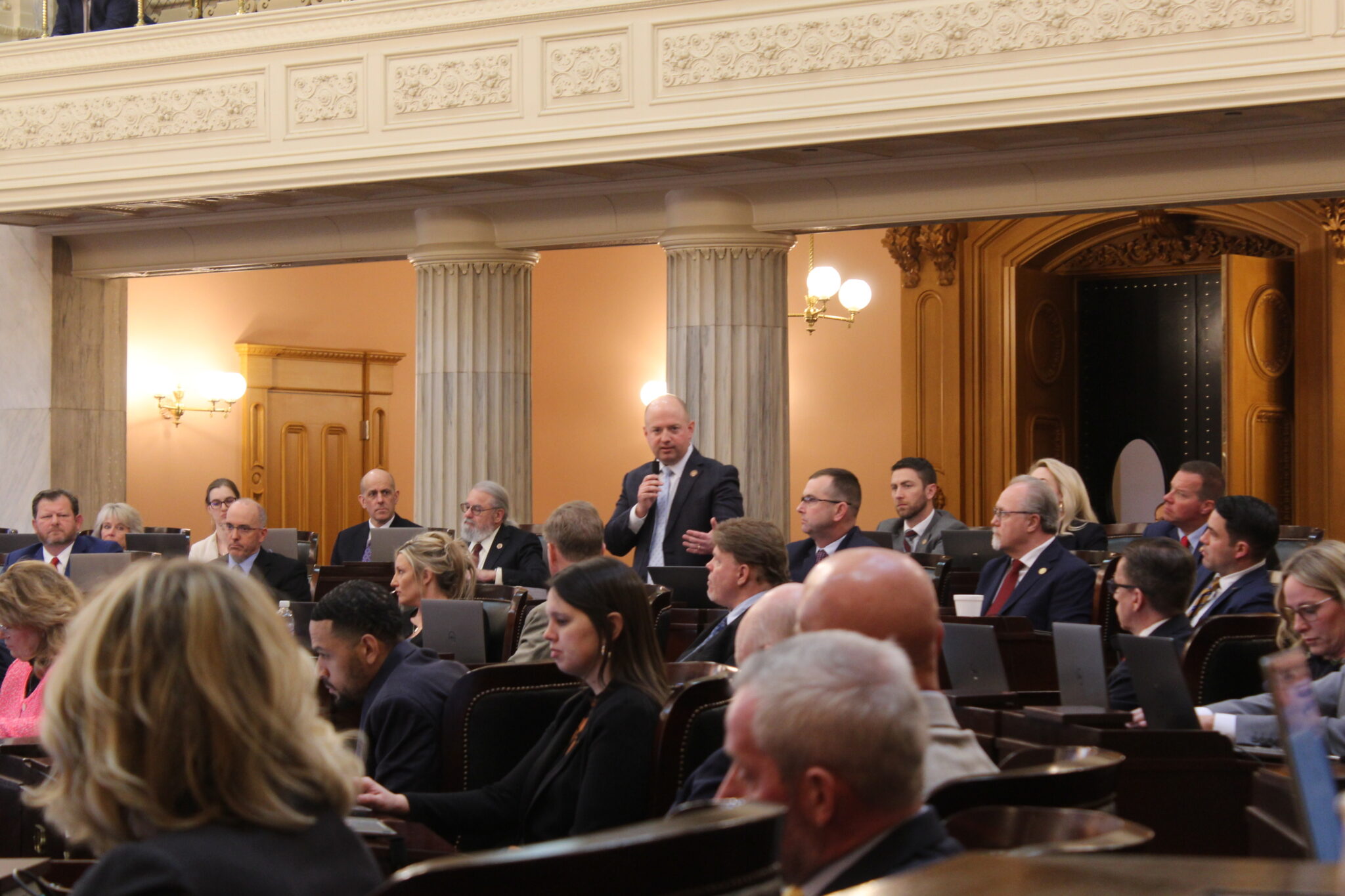 Rep. Brian Stewart, R-Ashville, testifying in the Ohio House. (Photo by Nick Evans, Ohio Capital Journal.)