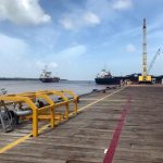 Vessels carrying supplies for an offshore oil platform are seen, south of Georgetown, Guyana