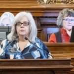 Rep. Susan Estes, a Wichita Republican and vice chair of the state task force devoted to rewriting the public school finance formula, said she would welcome inclusion in the formula a mandate that public school teachers earn at least $45,000 annually so compensation was above the federal poverty level for a family of four. (Sherman Smith/Kansas Reflector)