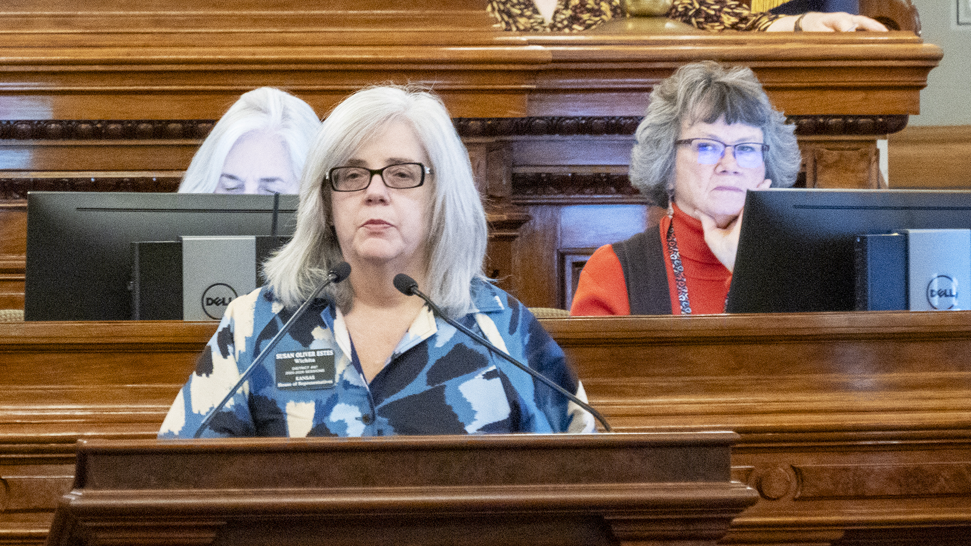 Rep. Susan Estes, a Wichita Republican and vice chair of the state task force devoted to rewriting the public school finance formula, said she would welcome inclusion in the formula a mandate that public school teachers earn at least $45,000 annually so compensation was above the federal poverty level for a family of four. (Sherman Smith/Kansas Reflector)