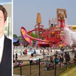 Brad Ferguson, vice president and loan originator at Hall Structured Finance, and a waterpark in the Wisconsin Dells.