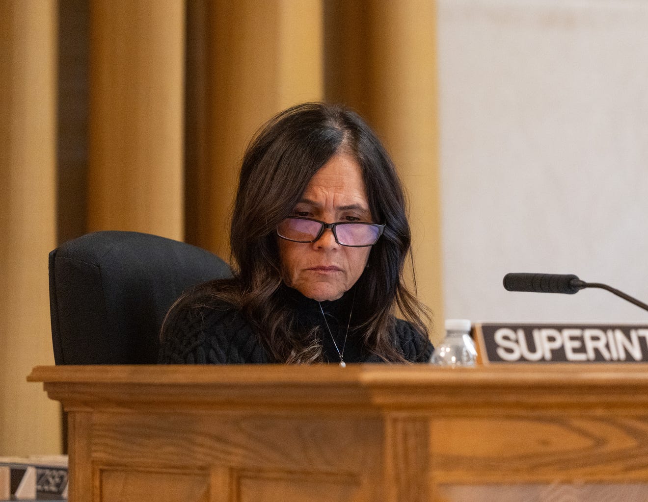 Milwaukee Public Schools Superintendent Brenda Cassellius is seen during a school board meeting with the Committee on Accountability, Finance, and Personnel on Tuesday May 20, 2025 at the Milwaukee Public Schools Central Offices in Milwaukee, Wis.