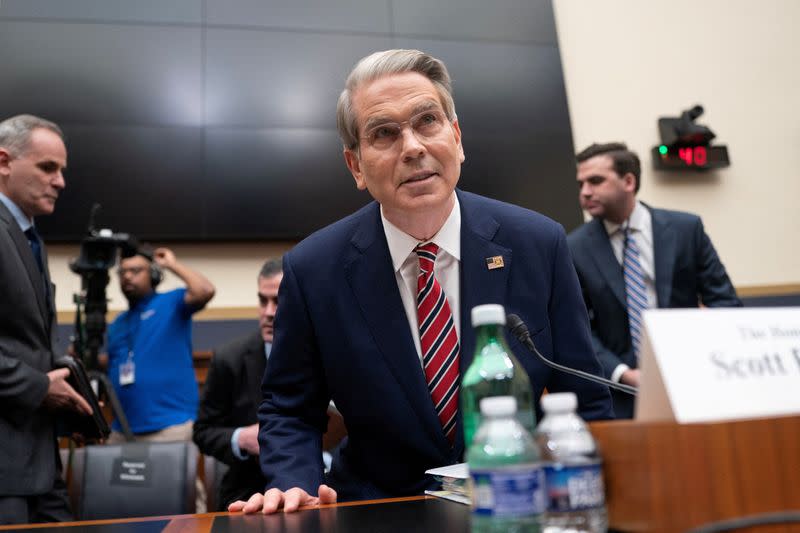 FILE PHOTO: U.S. Treasury Secretary Scott Bessent testifies before the House Financial Services Committee