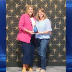 South Dakota Municipal League Executive Director Sara Rankin (left) congratulates Elaine Johnson (right), Beresford Finance Officer, who was named the 2025 Finance Officer of the Year by the SD Governmental Finance Officers' Association. Johnson was recognized with the award June 12 at the association’s annual training in Pierre, SD.