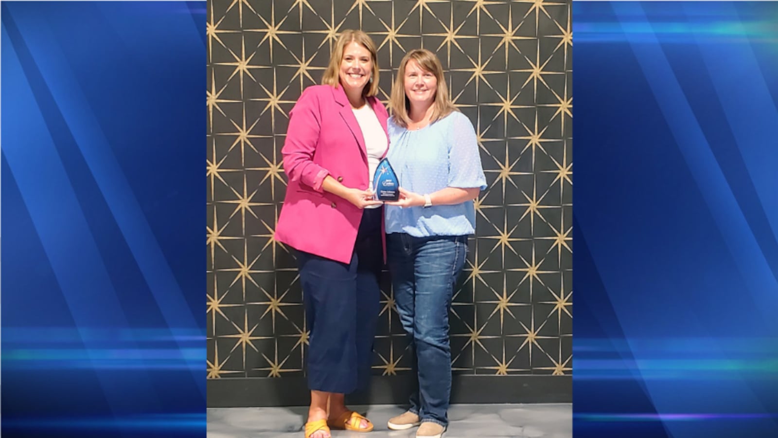 South Dakota Municipal League Executive Director Sara Rankin (left) congratulates Elaine Johnson (right), Beresford Finance Officer, who was named the 2025 Finance Officer of the Year by the SD Governmental Finance Officers' Association. Johnson was recognized with the award June 12 at the association’s annual training in Pierre, SD.