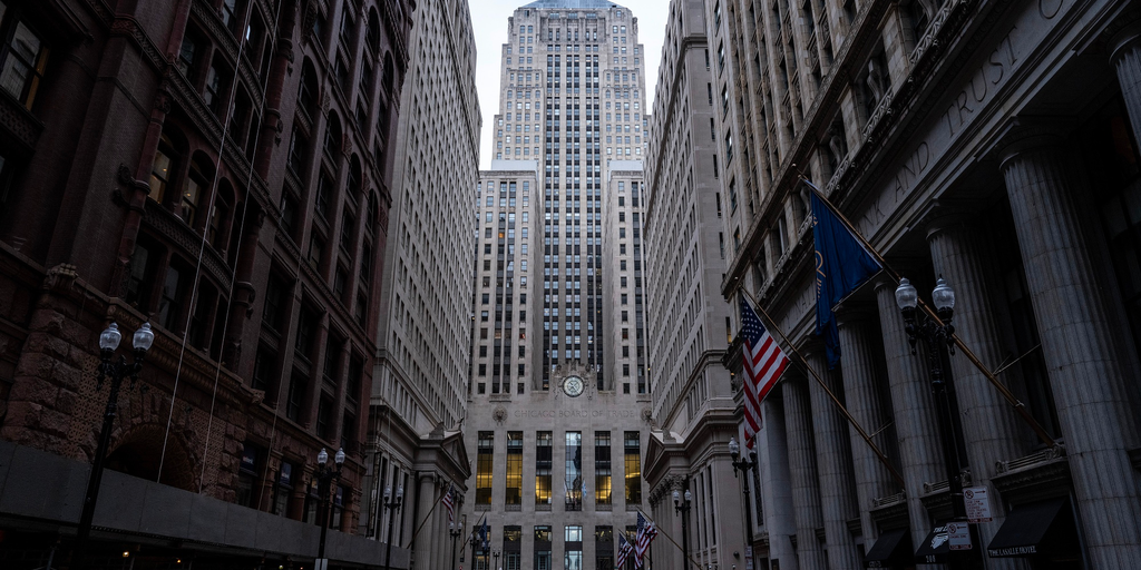 LaSalle Street near the old Chicago Board of Trade building.