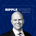 Headshot of Peter Conti Brown in front of Ripple Effect podcast logo