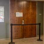 The financial aid office fenced off following the incident. Emma Arredondo | Mustang News